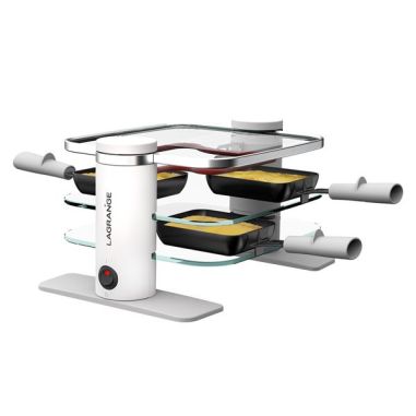 LAGRANGE RACLETTE TRANSPARENCE 4 PERS VERRE TREMPE BLANC GRIS