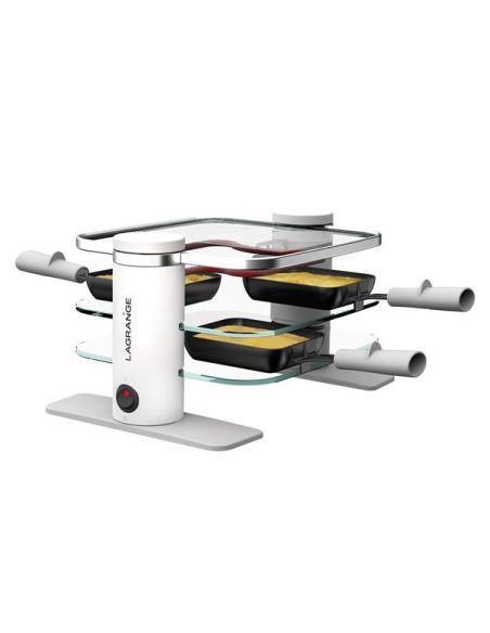 LAGRANGE RACLETTE TRANSPARENCE 4 PERS VERRE TREMPE BLANC GRIS
