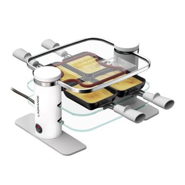 LAGRANGE RACLETTE TRANSPARENCE 4 PERS VERRE TREMPE BLANC GRIS