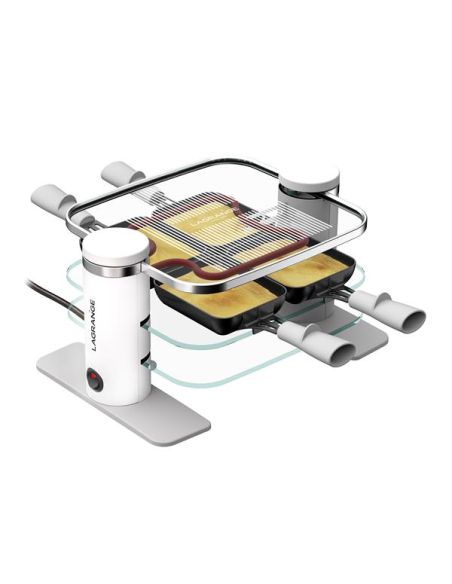 LAGRANGE RACLETTE TRANSPARENCE 4 PERS VERRE TREMPE BLANC GRIS