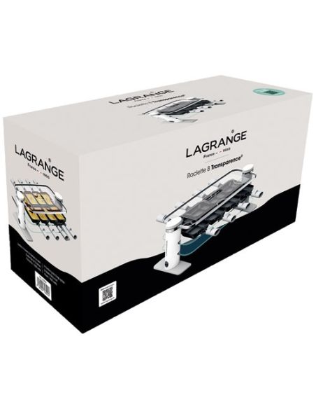 LAGRANGE RACLETTE TRANSPARENCE 8 PERS 3 PLATEAUX VERRE TREMPE BLANC GRIS
