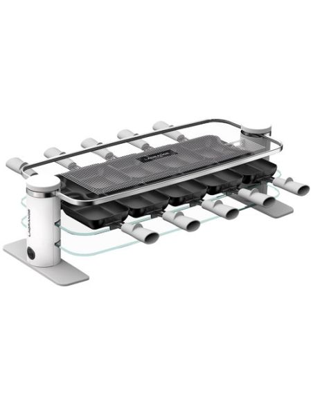 LAGRANGE RACLETTE TRANSPARENCE 8 PERS 3 PLATEAUX VERRE TREMPE BLANC GRIS