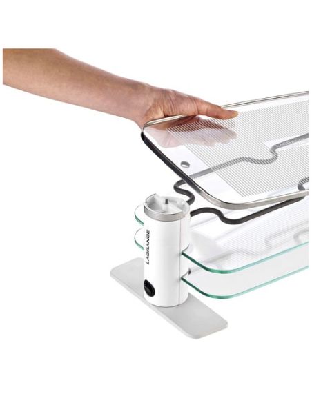 LAGRANGE RACLETTE TRANSPARENCE 8 PERS 3 PLATEAUX VERRE TREMPE BLANC GRIS