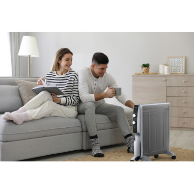 Trebs 99400 Chauffage électrique micathermique mobile sur roulettes 2000W Blanc