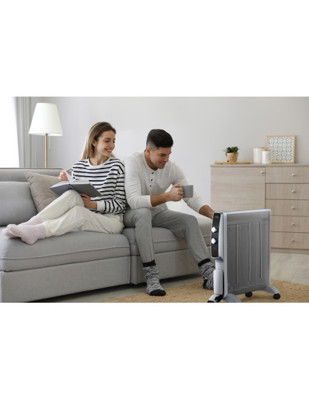 Trebs 99400 Chauffage électrique micathermique mobile sur roulettes 2000W Blanc