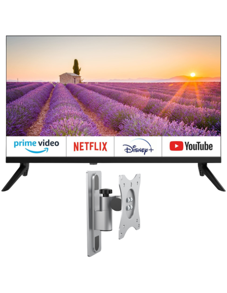 EQUINOXE Téléviseur 24" Smart TV Android Officiel Camping-car + Support TV