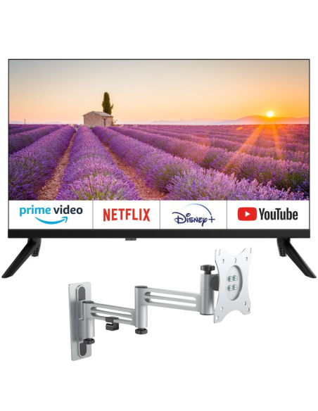 EQUINOXE Téléviseur 24" Smart TV Android Officiel Camping-car + Support TV