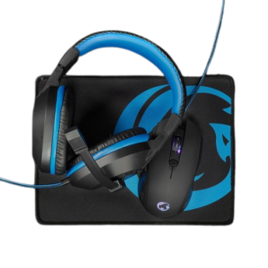 NEDIS Kit de Jeu Combiné3-en-1Casque, Souris et Tapis de Souris