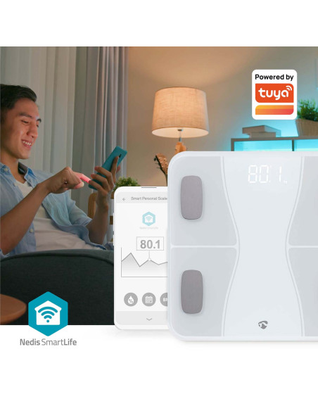 Nedis BTHPS11WT Pèse-Personne Intelligent SmartLife