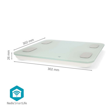 Nedis BTHPS11WT Pèse-Personne Intelligent SmartLife