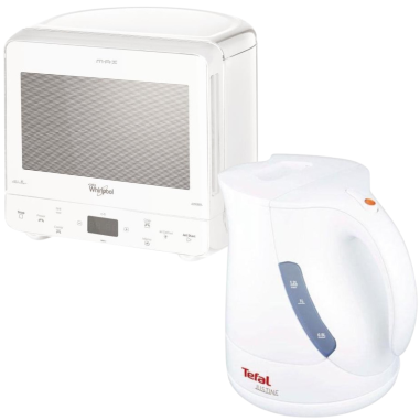 PACK WHIRLPOOL Micro-ondes Posable 13L + TEFAL Bouilloire 1.2L