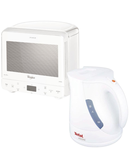 PACK WHIRLPOOL Micro-ondes Posable 13L + TEFAL Bouilloire 1.2L
