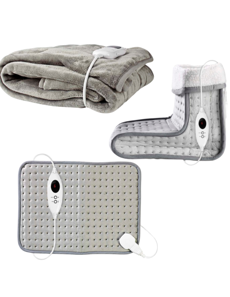 PACK HIVER - Couverture Chauffante + Coussin chauffant + Chauffe pied
