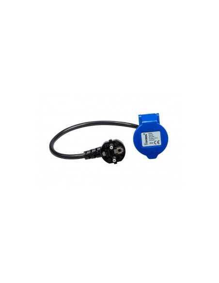 Pack Enrouleur de câble électrique Camping 3600W 25M P17 + Adaptateur Femelle P17 - 230V CEE 50cm pour Camping-Car