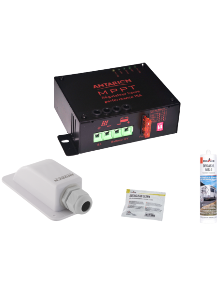 ANTARION Panneau solaire 190W + Régulateur MPPT 15A + Kit de pose