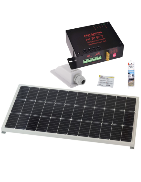 ANTARION Panneau solaire 120W + Régulateur MPPT 10A + Kit de pose
