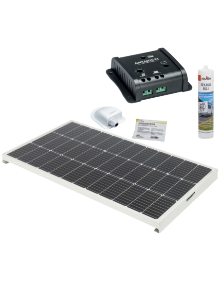 ANTARION Panneau solaire 140W + Régulateur PWM 10A + Kit de pose