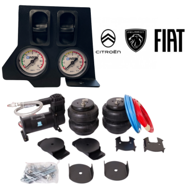 ANTARION Kit Suspensions Pneumatiques 7'' Fiat / Citroën / Peugeot Manomètre Universel
