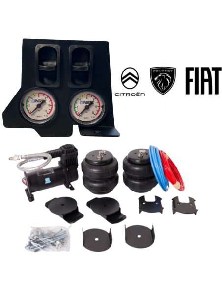 ANTARION Kit Suspensions Pneumatiques 7'' Fiat / Citroën / Peugeot Manomètre Universel