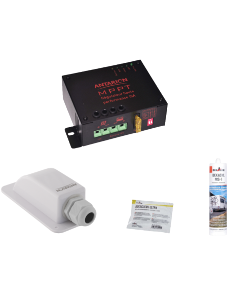 ANTARION Panneau solaire 130W + Régulateur MPPT 10A + Kit de pose