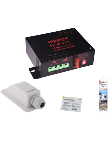 ANTARION Panneau solaire 220W + Régulateur MPPT 20A + Kit de pose