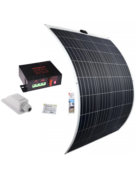 ANTARION Panneau solaire 150W + Régulateur MPPT 15A + Kit de pose