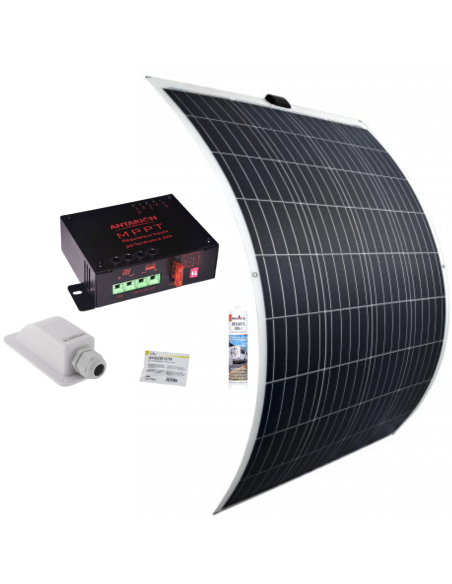 ANTARION Panneau solaire 170W + Régulateur MPPT 20A + Kit de pose