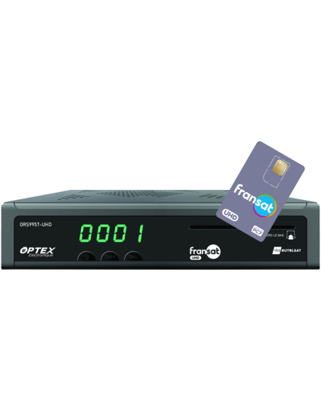 OPTEX Décodeur Satellite Fransat UHD 4K + Carte incluse