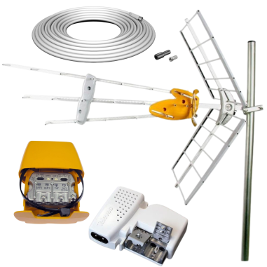 TELEVES Antenne rateau + Kit Alimentation + Amplifcateur + Câble 10m
