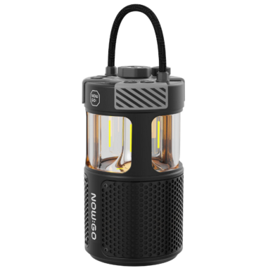 PACK Lampe / enceinte de camping rechargeable Noire + Pied de fixation