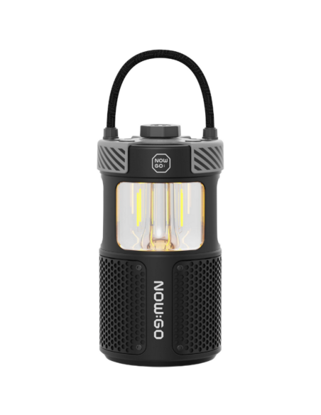 PACK Lampe / enceinte de camping rechargeable Noire + Pied de fixation