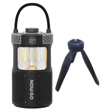 PACK Lampe / enceinte de camping rechargeable Noire + Pied de fixation