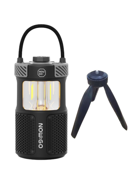 PACK Lampe / enceinte de camping rechargeable Noire + Pied de fixation
