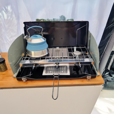 INCASA Réchaud à gaz 2 feux avec grill/toaster - Camping