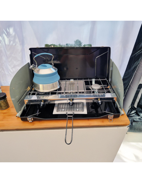 INCASA Réchaud à gaz 2 feux avec grill/toaster - Camping