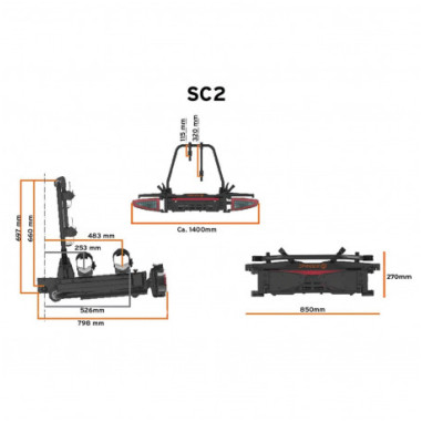 SPINDER SC2 Porte-vélos plateforme coulissant 2 vélos + 1