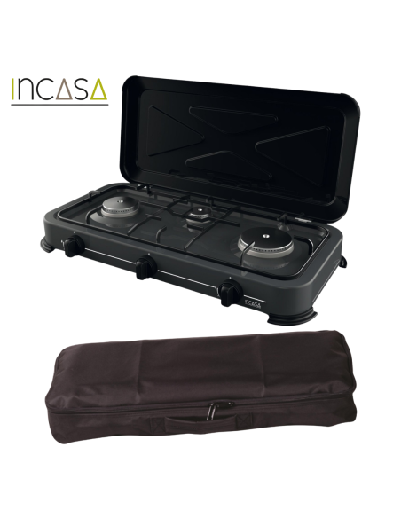 PACK INCASA Réchaud à gaz 3 feux + Sacoche de transport - Camping