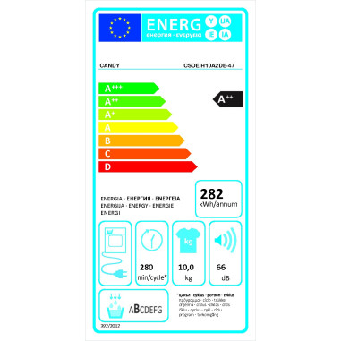 CANDY Sèche-Linge Frontal 10kg Pompe À Chaleur Smart Pro 15 Programmes