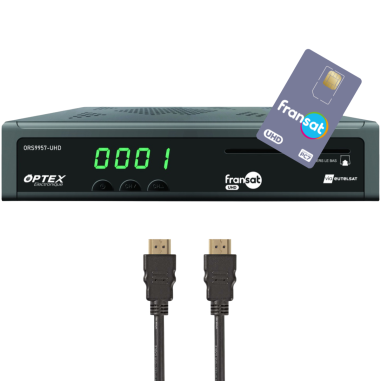 OPTEX Décodeur Satellite Fransat UHD 4K + Carte + Câble HDMI Offert