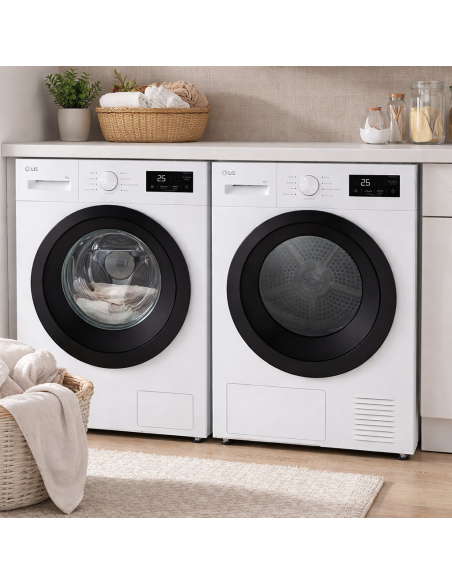 Pack lave-linge LG F94N15WHS 9 kg + sèche-linge RH8N15WH 8 kg