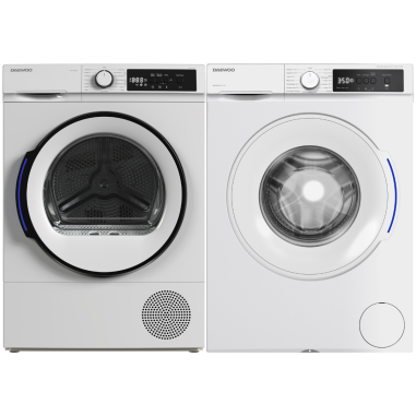 PACK DAEWOO Lave-linge 8kg + Sèche-linge Pompe à Chaleur 8kg