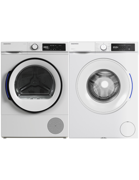 PACK DAEWOO Lave-linge 8kg + Sèche-linge Pompe à Chaleur 8kg
