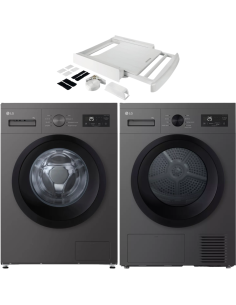 PACK LG Lave-linge + Sèche-linge + Kit de superposition