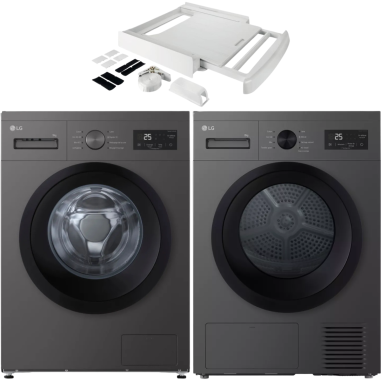 PACK LG Lave-linge + Sèche-linge + Kit de superposition