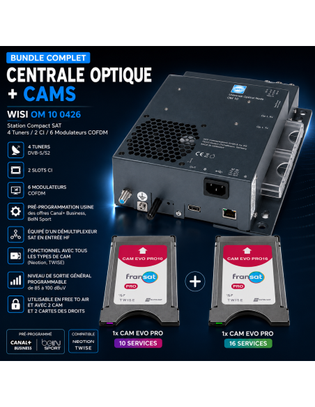 WISI OM 10 0426 + CAM EVO PRO 10 & 16 Services FRANSAT PRO
