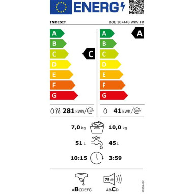 INDESIT Lave-linge séchant BDE107448WKVFR