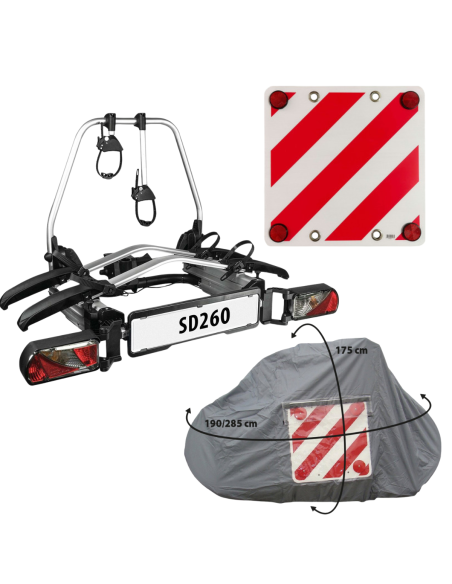 PACK Porte Vélo Universel + Bâche pour porte-vélo + Panneau de signalisation
