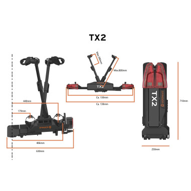 Pack SPINDER Porte-vélos plateforme 2 vélos + Bâche pour porte-vélo pour 2-3 vélos + Panneau de signalisation réfléchissant