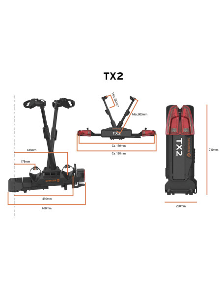 SPINDER  Porte-vélos platefor + Bâche pour porte-vélo Pour 4 vélos + Panneau de signalisation réfléchissant