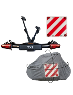 SPINDER  Porte-vélos platefor + Bâche pour porte-vélo Pour 4 vélos + Panneau de signalisation réfléchissant